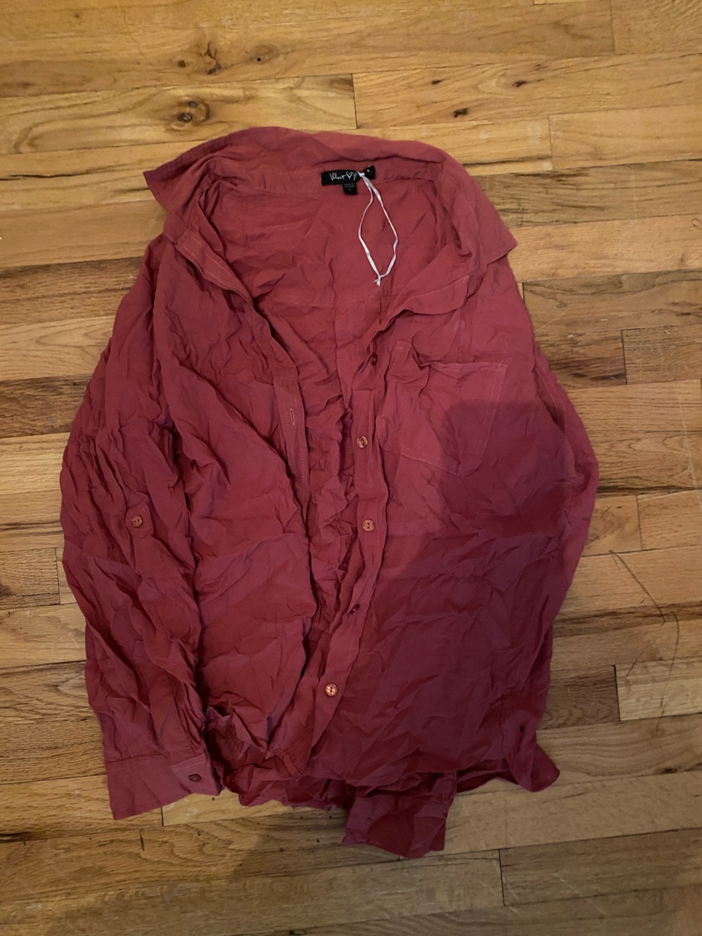 Womans burgundy button up flannel